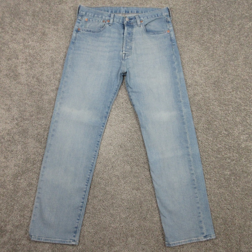 Levis Jeans Mens 31x30 Blue 501 Button Fly Original Straight Faded Denim Pants